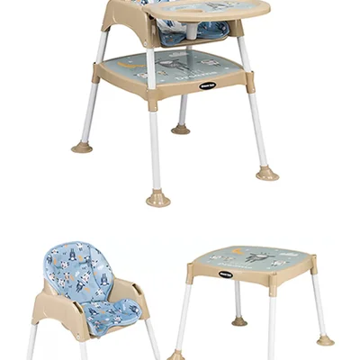 Feeding Kuzu Desenli 3 In 1 Mama Sandalyesi - Mavi - Resim 1