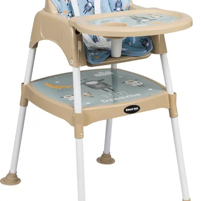 Feeding Kuzu Desenli 3 In 1 Mama Sandalyesi - Mavi - Resim 2