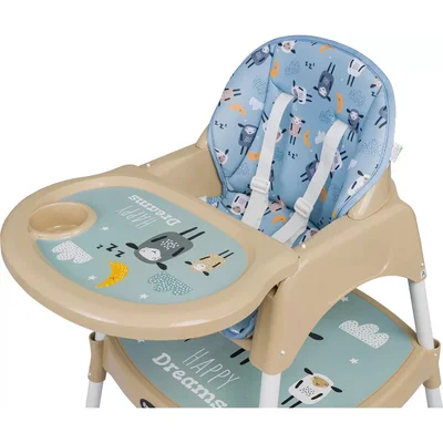 Feeding Kuzu Desenli 3 In 1 Mama Sandalyesi - Mavi - Resim 5