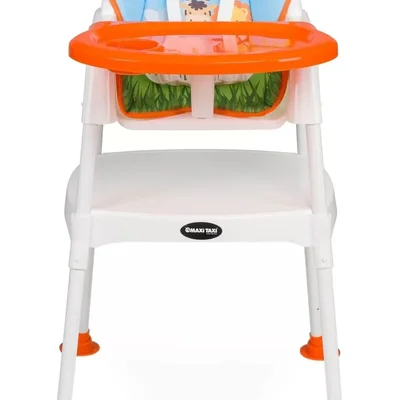 Feeding Safari Desenli 3 In 1 Mama Sandalyesi - Turuncu - Resim 2