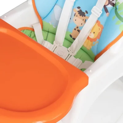 Feeding Safari Desenli 3 In 1 Mama Sandalyesi - Turuncu - Resim 3