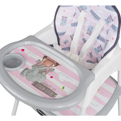 Feeding Fil Desenli 3 In 1 Mama Sandalyesi - Pembe - Resim 3